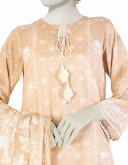 BEIGE LAWN PRINTED 3PC STITCHED