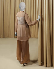 BEIGE CHIFFON EMBROIDERED 2PC STITCHED