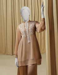 BEIGE CHIFFON EMBROIDERED 2PC STITCHED