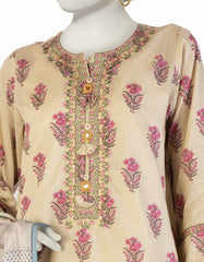 BEIGE LAWN EMBROIDERED 3PC STITCHED