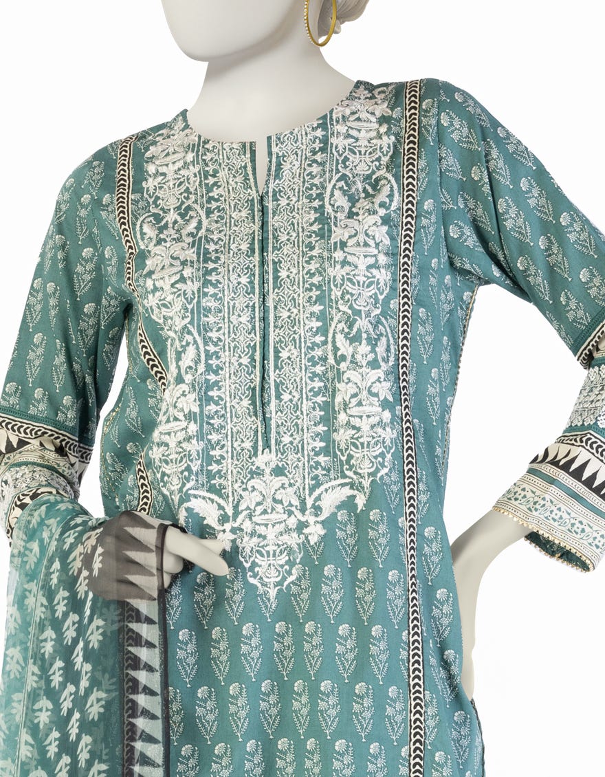 GREEN LAWN EMBROIDERED 3PC STITCHED