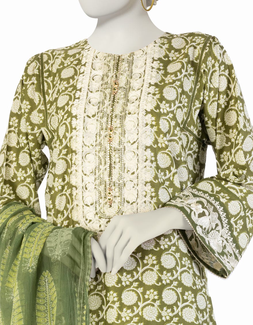 GREEN LAWN EMBROIDERED 3PC STITCHED