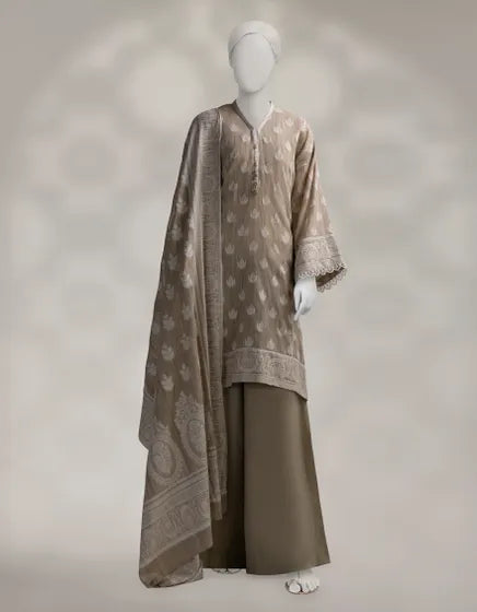 BEIGE JACQUARD DYED UNSTITCHED 3PC