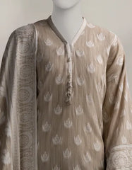 BEIGE JACQUARD DYED UNSTITCHED 3PC