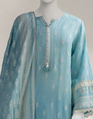 BLUE JACQUARD DYED UNSTITCHED 3PC