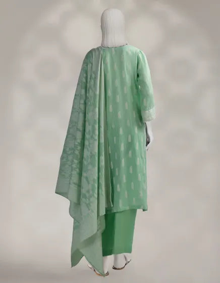 GREEN JACQUARD DYED UNSTITCHED 3PC