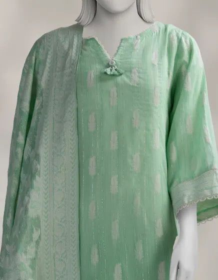 GREEN JACQUARD DYED UNSTITCHED 3PC