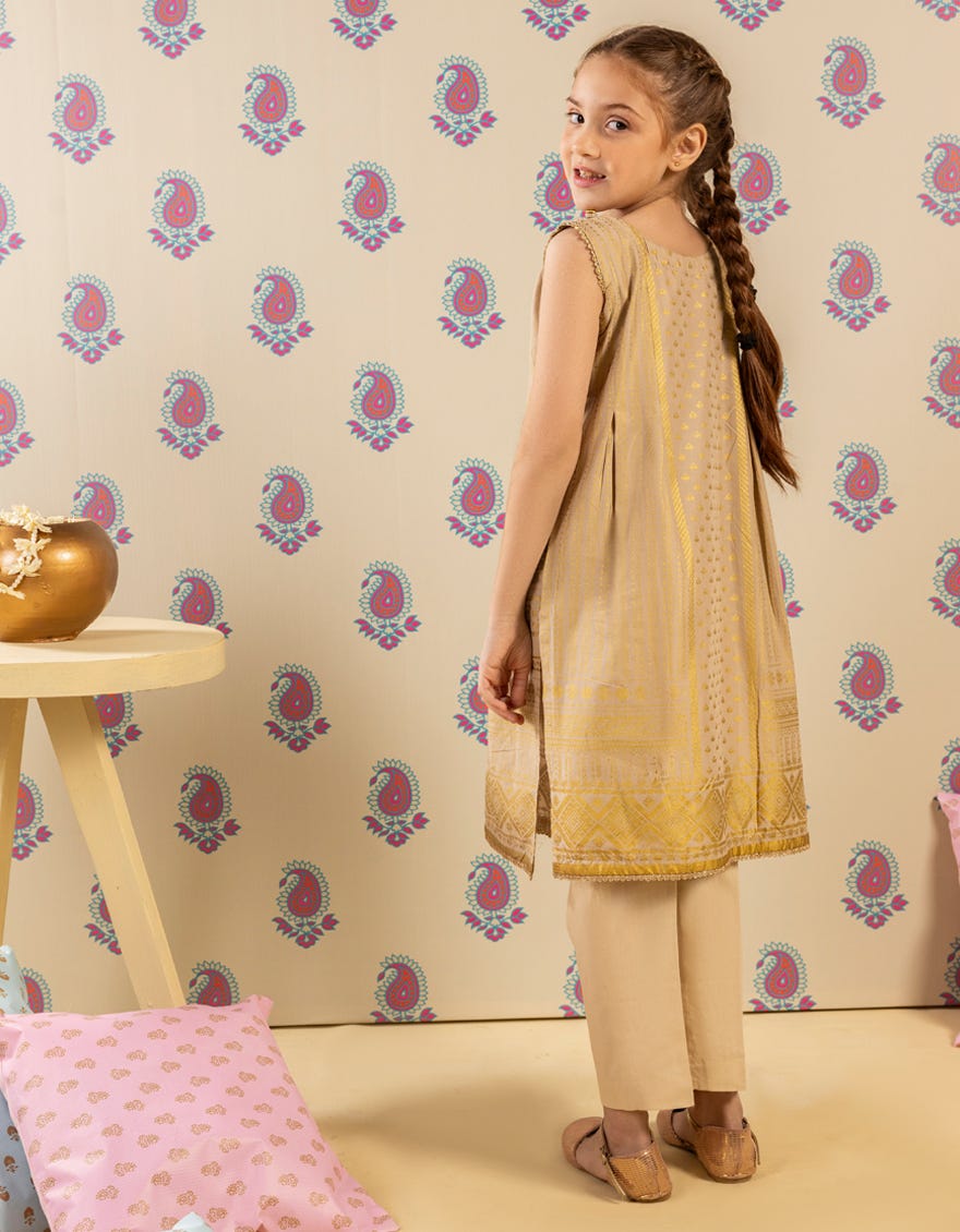 BEIGE LAWN PRINTED KURTI | JGLK-S-JGS-25-2509