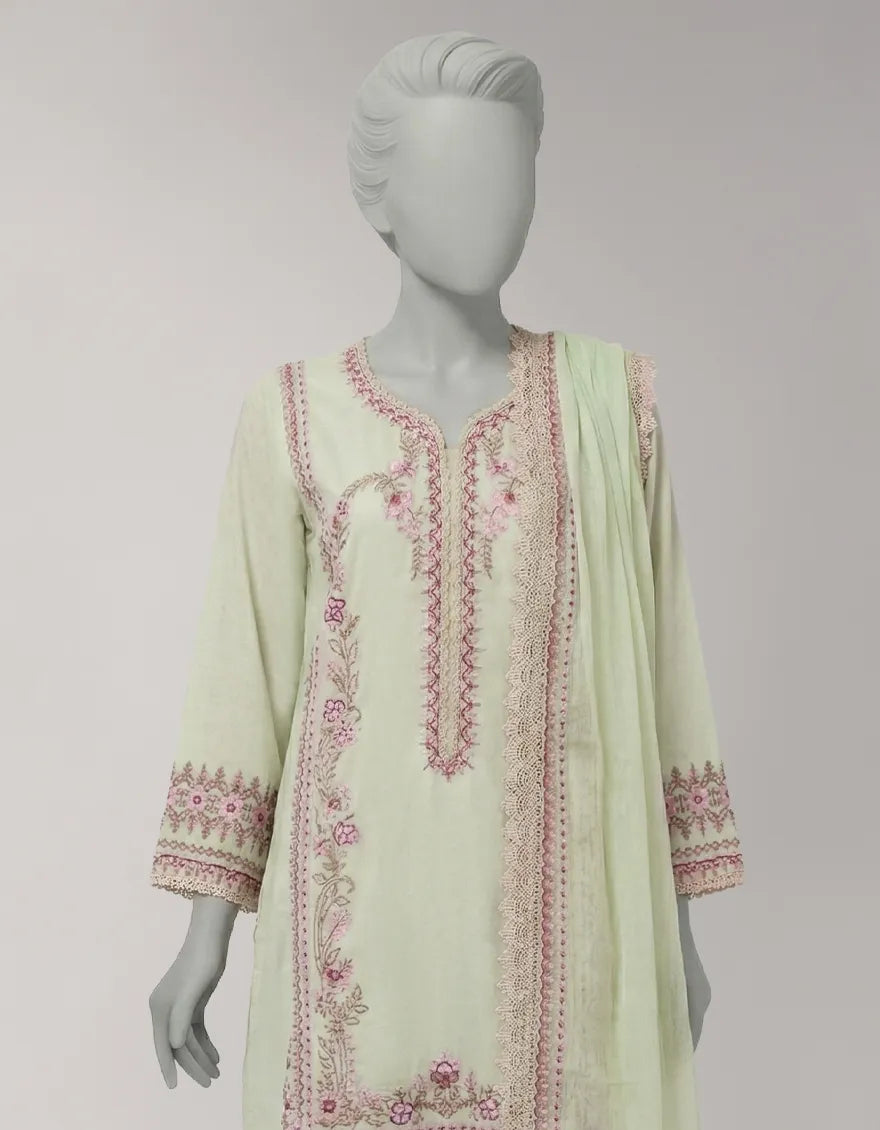 GREEN LAWN EMBROIDERED STITCHED 3PC