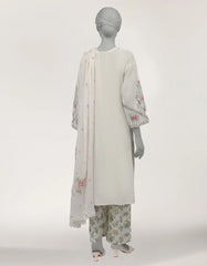 OFF WHITE LAWN EMBROIDERED STITCHED 3PC