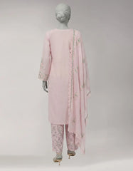 PINK LAWN EMBROIDERED STITCHED 3PC