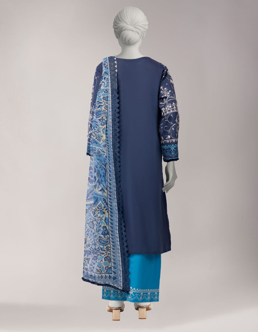 BLUE LAWN EMBROIDERED UNSTITCHED 3PC