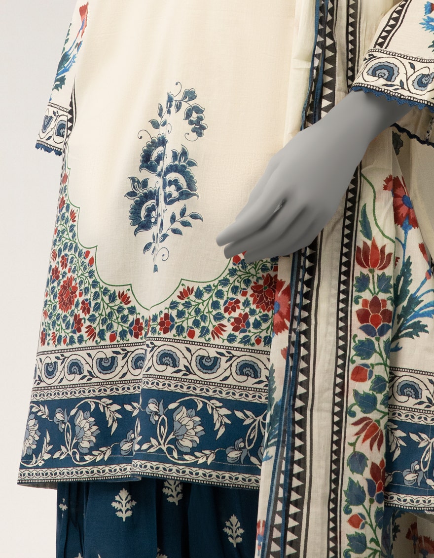 OFF WHITE LAWN DIGITAL PRINTED STITCHED 3PC