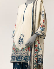 OFF WHITE LAWN DIGITAL PRINTED STITCHED 3PC