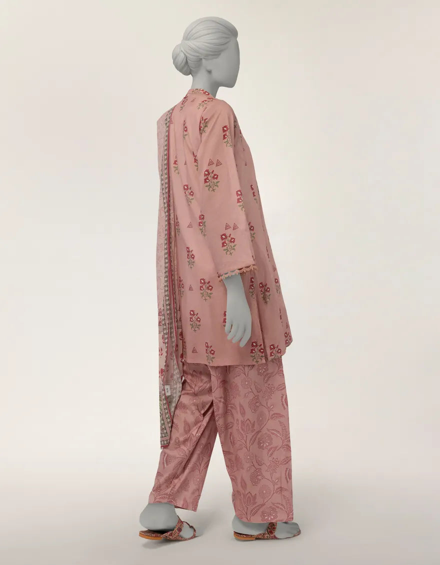 PINK LAWN DIGITAL PRINTED STITCHED 3PC