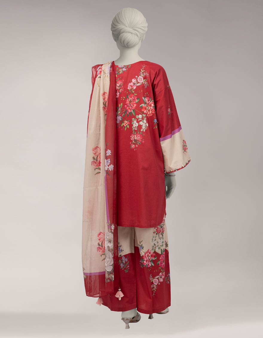 MULTICOLOR COTTON VISCOSE PRINTED UNSTITCHED 3PC