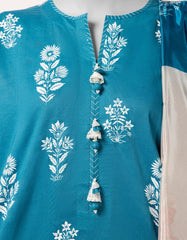 BLUE LAWN PASTE PRINTED UNSTITCHED 3PC