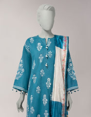 BLUE LAWN PASTE PRINTED UNSTITCHED 3PC