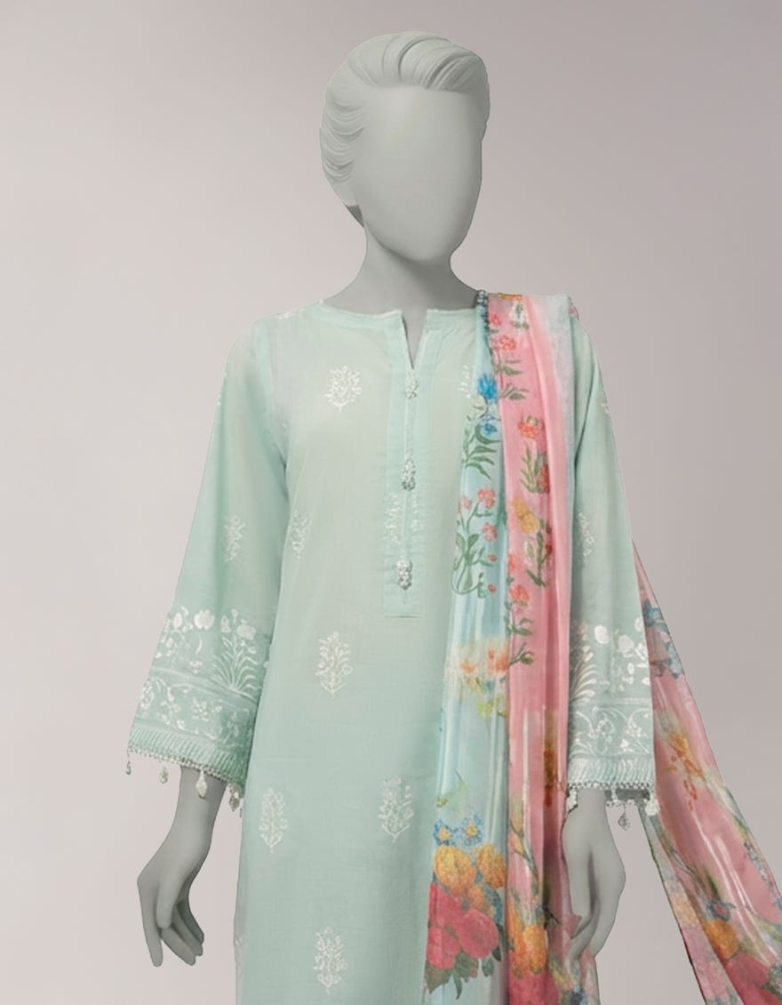 GREEN LAWN PASTE PRINTED UNSTITCHED 3PC