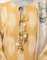 BEIGE LAWN PASTE PRINTED UNSTITCHED 3PC