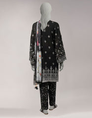 BLACK LAWN PASTE PRINTED UNSTITCHED 3PC