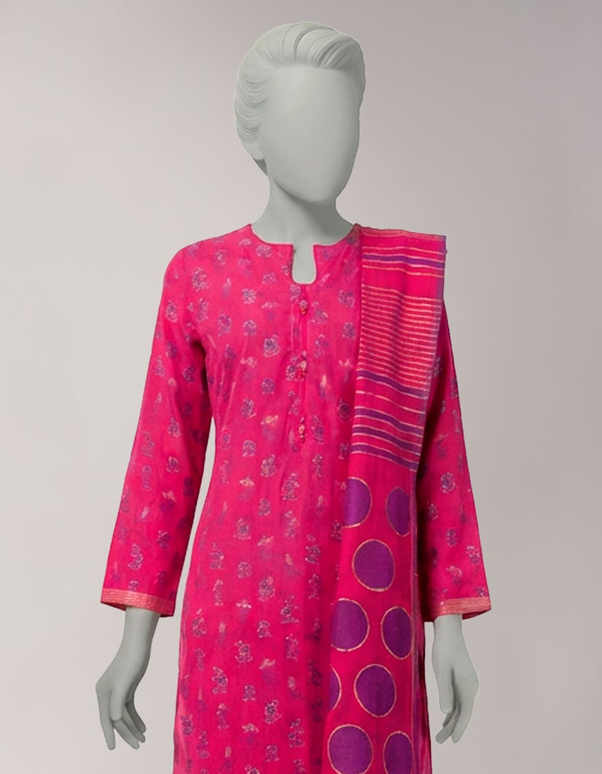PINK JACQUARD DYED UNSTITCHED 3PC
