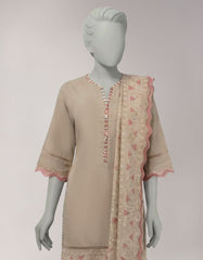 BEIGE JACQUARD SHIMMER UNSTITCHED 3PC