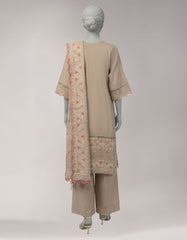 BEIGE JACQUARD SHIMMER UNSTITCHED 3PC