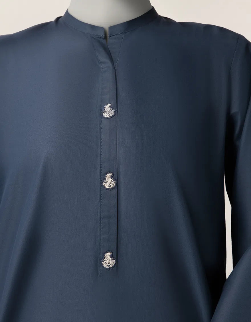 BLUE LAWN EMBROIDERED STITCHED 3PC