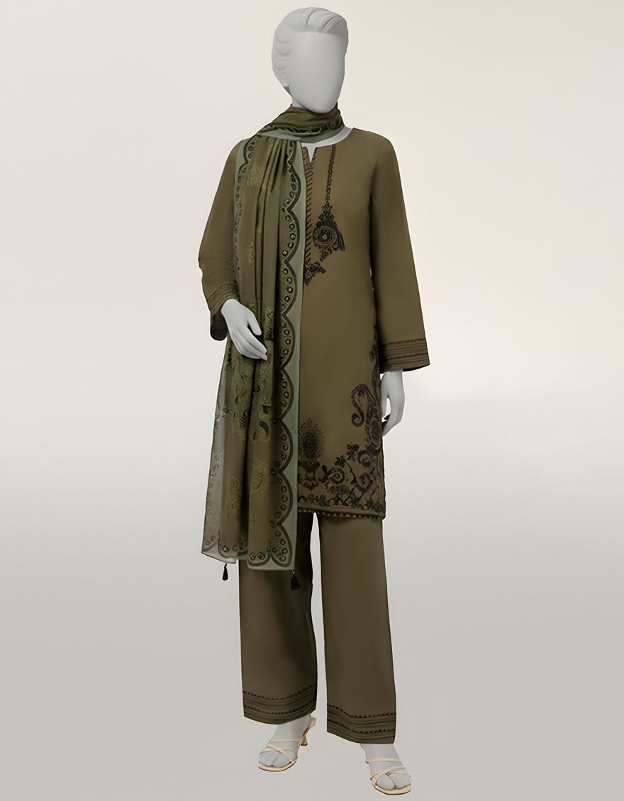 GREEN LAWN EMBROIDERED STITCHED 3PC