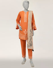 RUST LAWN EMBROIDERED STITCHED 3PC