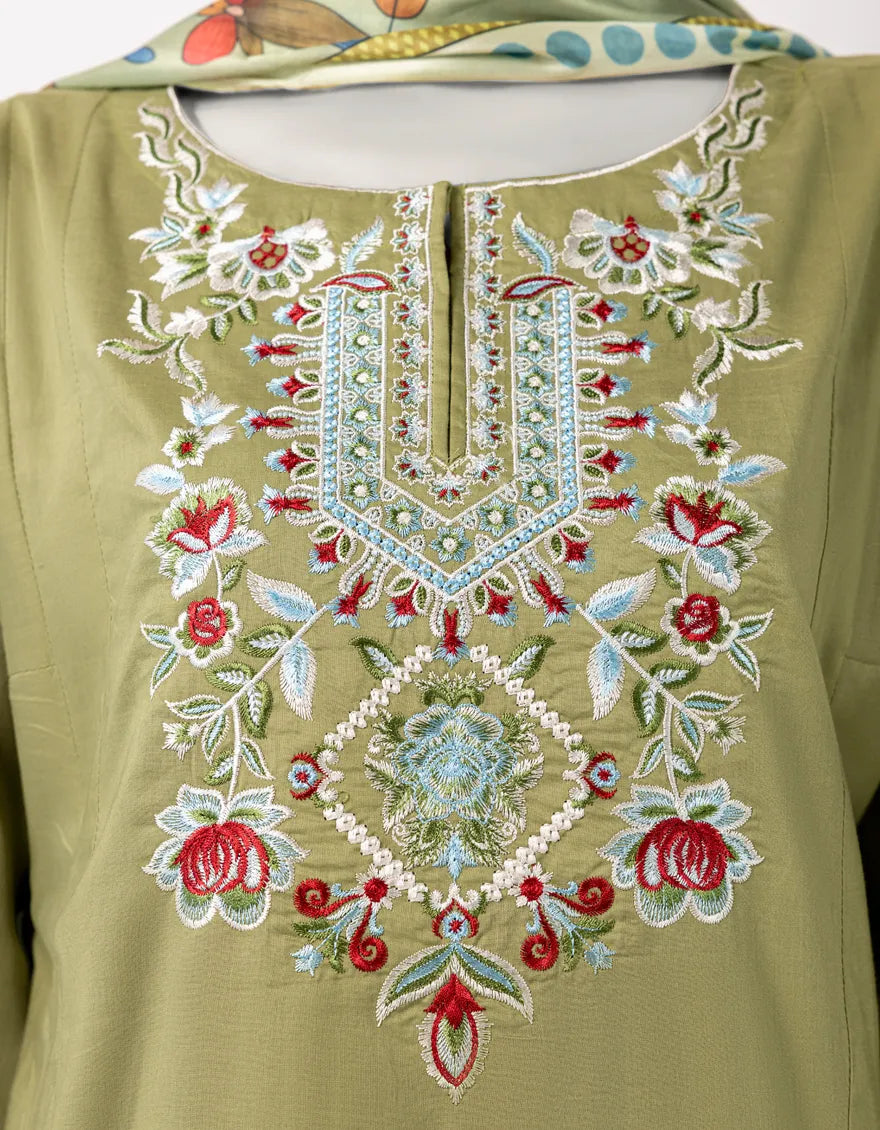 GREEN LAWN EMBROIDERED STITCHED 3PC