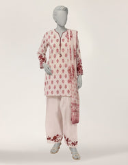 WHITE LAWN EMBROIDERED STITCHED 3PC