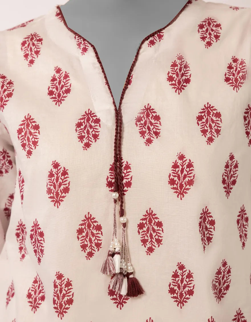 WHITE LAWN EMBROIDERED STITCHED 3PC
