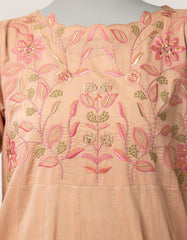 PEACH ORGANZA EMBROIDERED STITCHED 3PC