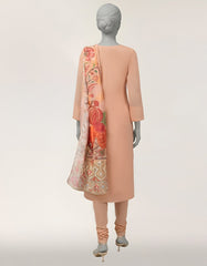 PEACH ORGANZA EMBROIDERED STITCHED 3PC