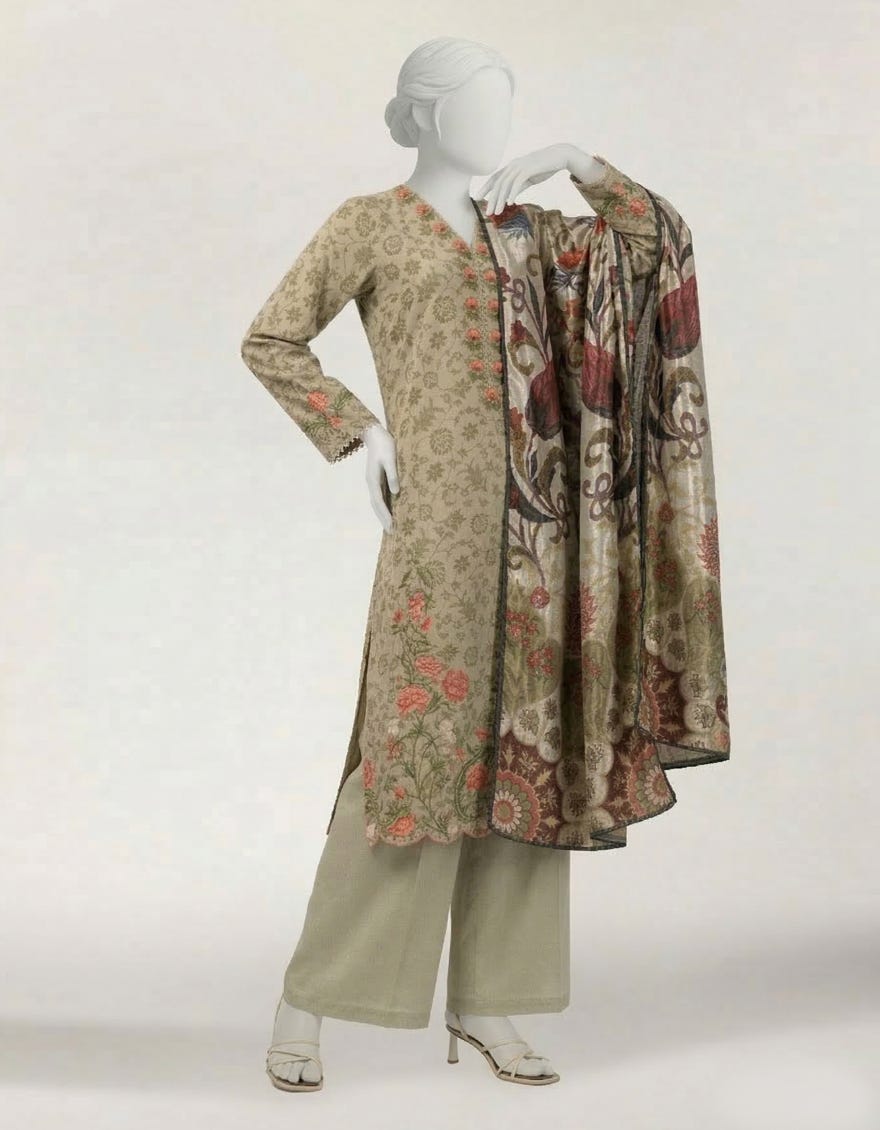 GREEN LAWN EMBROIDERED STITCHED 3PC
