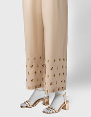 OFF WHITE LAWN EMBROIDERED TROUSERS