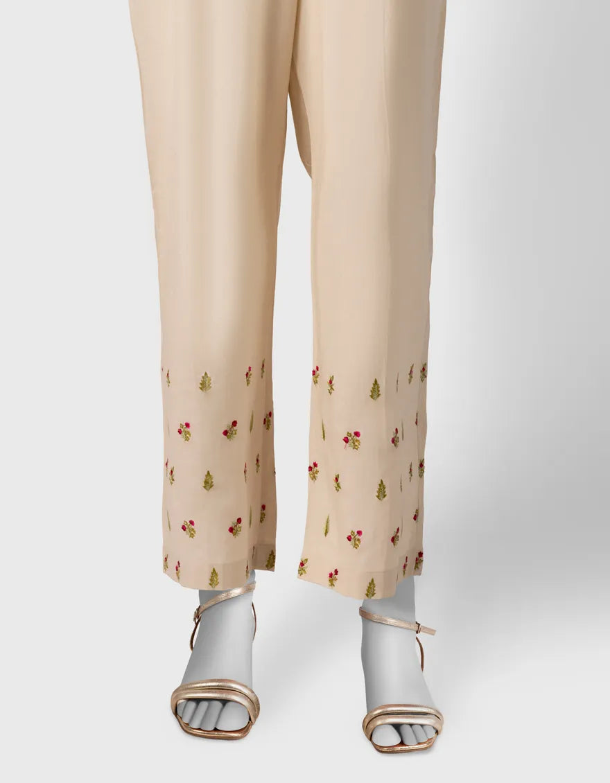 OFF WHITE LAWN EMBROIDERED TROUSERS
