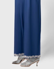 BLUE LAWN EMBROIDERED TROUSERS