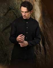 BLACK SUITING WAISTCOAT | JJVC-A-27380-R11-AP