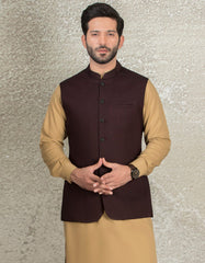 DARK MAROON SUITING WAISTCOAT | JJVC-27384-R2
