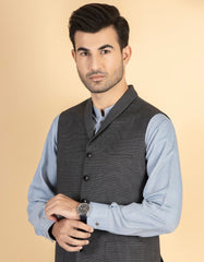 DARK GREY BLENDED WAISTCOAT | JJVC-27421