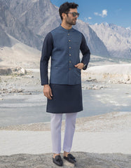 ELECTRIC BLUE BLENDED WAISTCOAT | JJVC-27422