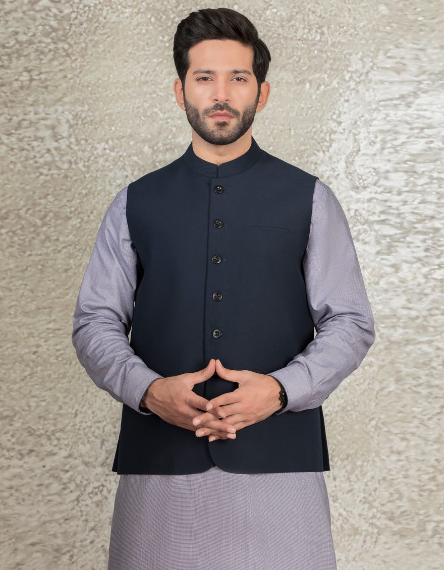 BLUE BLENDED WAISTCOAT | JJVC-27427