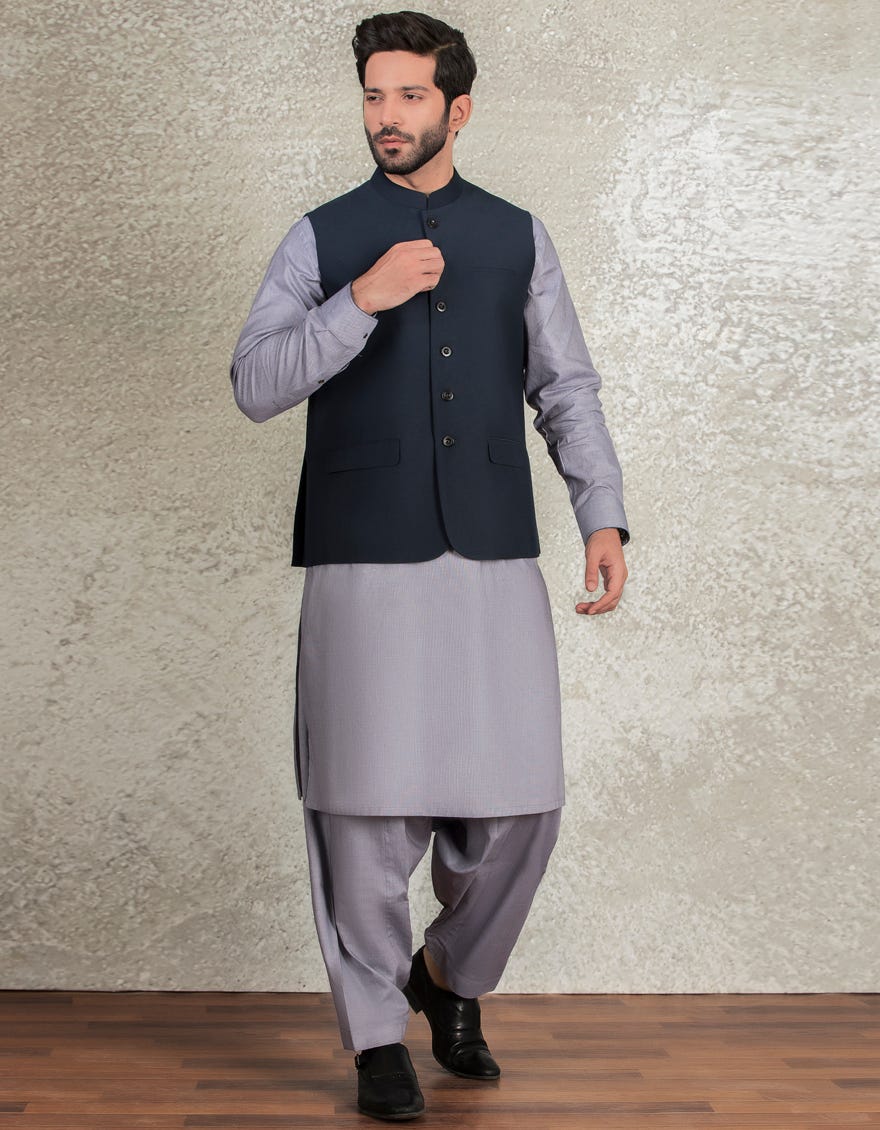 BLUE BLENDED WAISTCOAT | JJVC-27427
