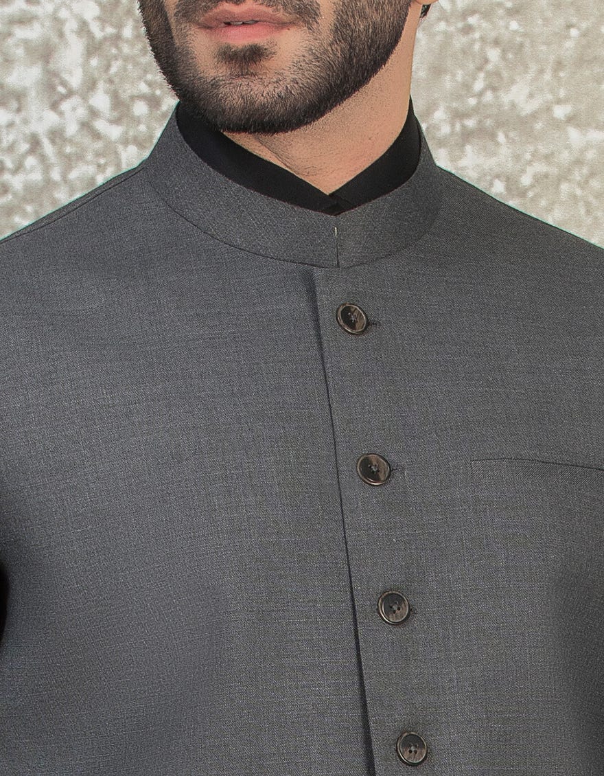 DARK GREY BLENDED WAISTCOAT | JJVC-27428