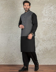 DARK GREY BLENDED WAISTCOAT | JJVC-27428