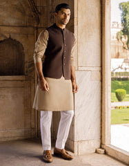 COFFEE BROWN SUITING WAISTCOAT | JJVC-27434