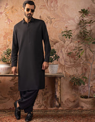 BLACK BLENDED UNSTITCHED KAMEEZ SHALWAR FABRIC | JJMS-3005